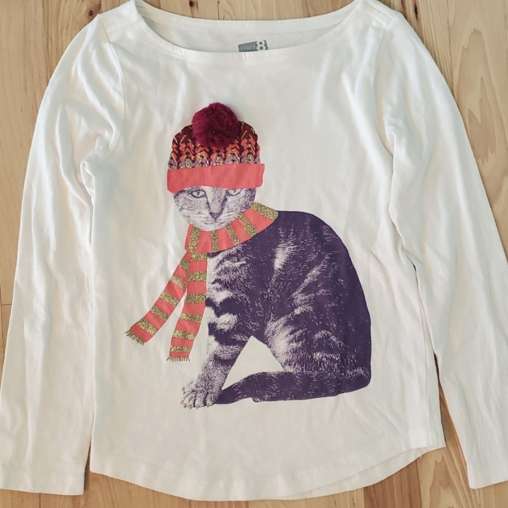CRAZY 8 Cozy Cat in Scarf shirt 🐈🐾
